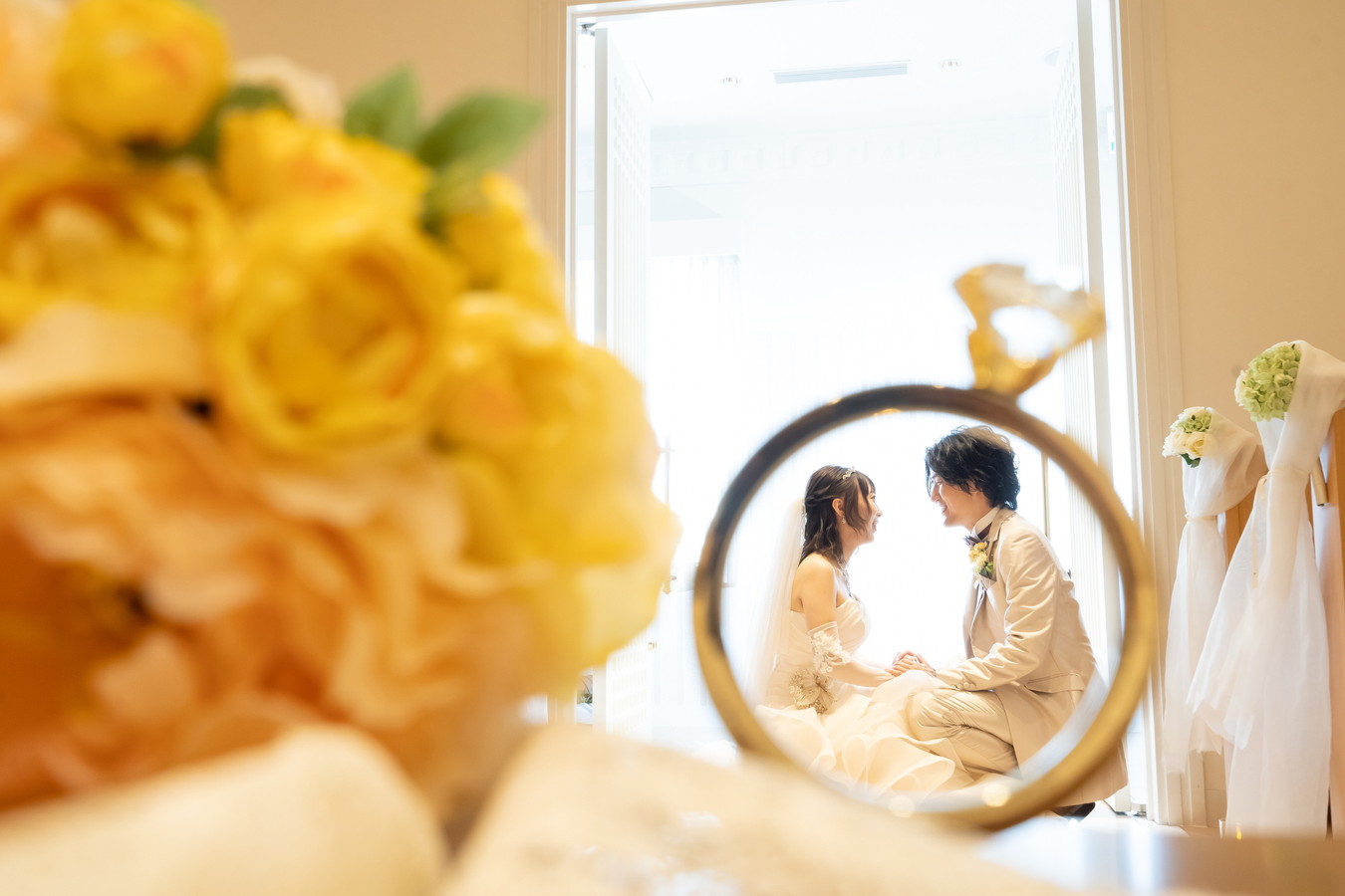 名古屋市内チャペルでの家族婚・フォトウェディングでのリングインショット
