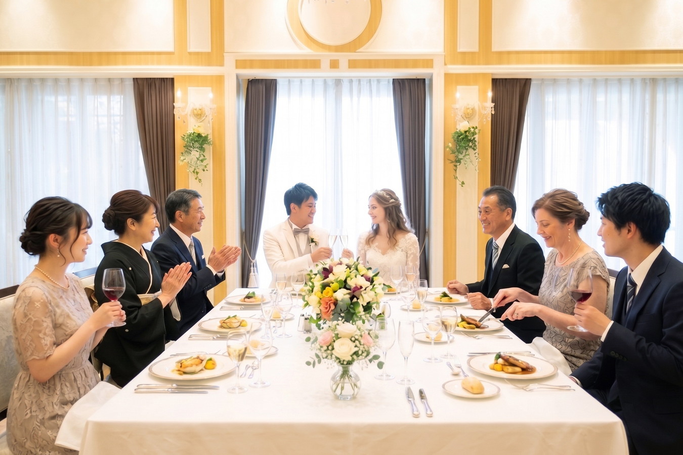 名古屋市内チャペルでの家族とのフォトウェディング|会食・食事会