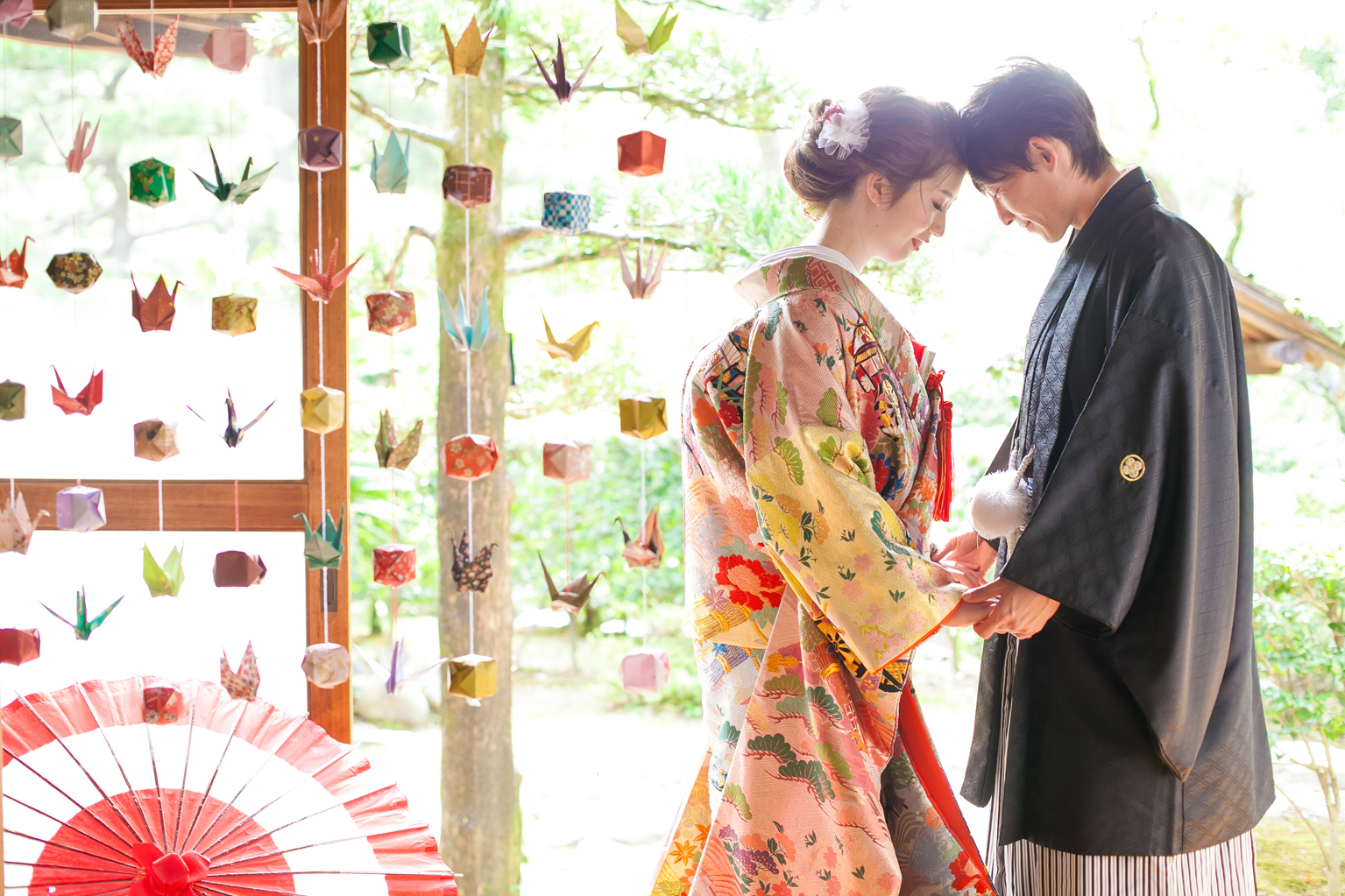 名古屋 紅葉の日本庭園での和装前撮り