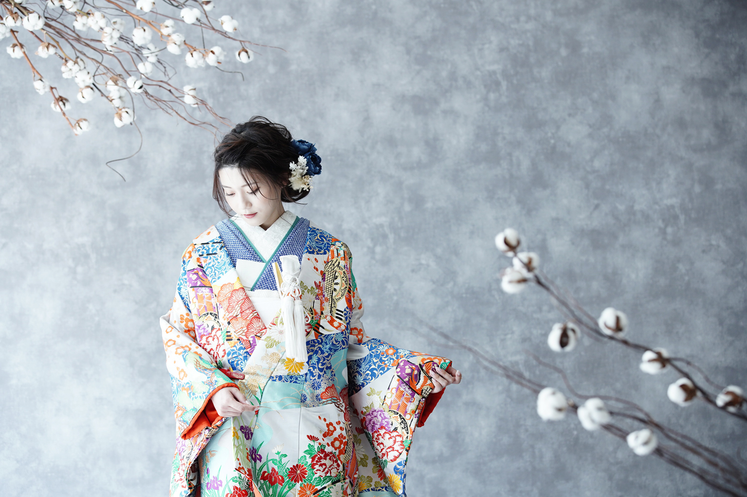 色打掛を着た花嫁は名古屋のフォトスタジオでの撮影