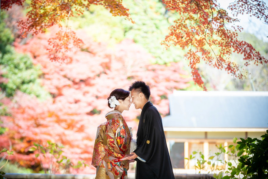 東山植物園　紅葉の和装ロケーションフォト