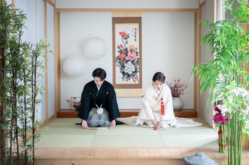 名古屋和装前撮り,お辞儀ショット