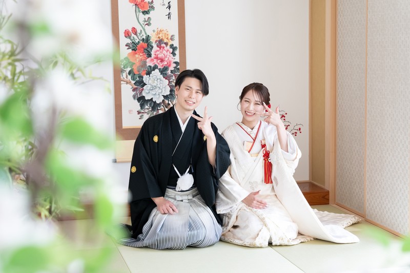 名古屋和装前撮り,正座ショット,白無垢